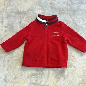 ⭐️ Tommy Hilfiger - Red fleece  zip jacket. Size 12 months